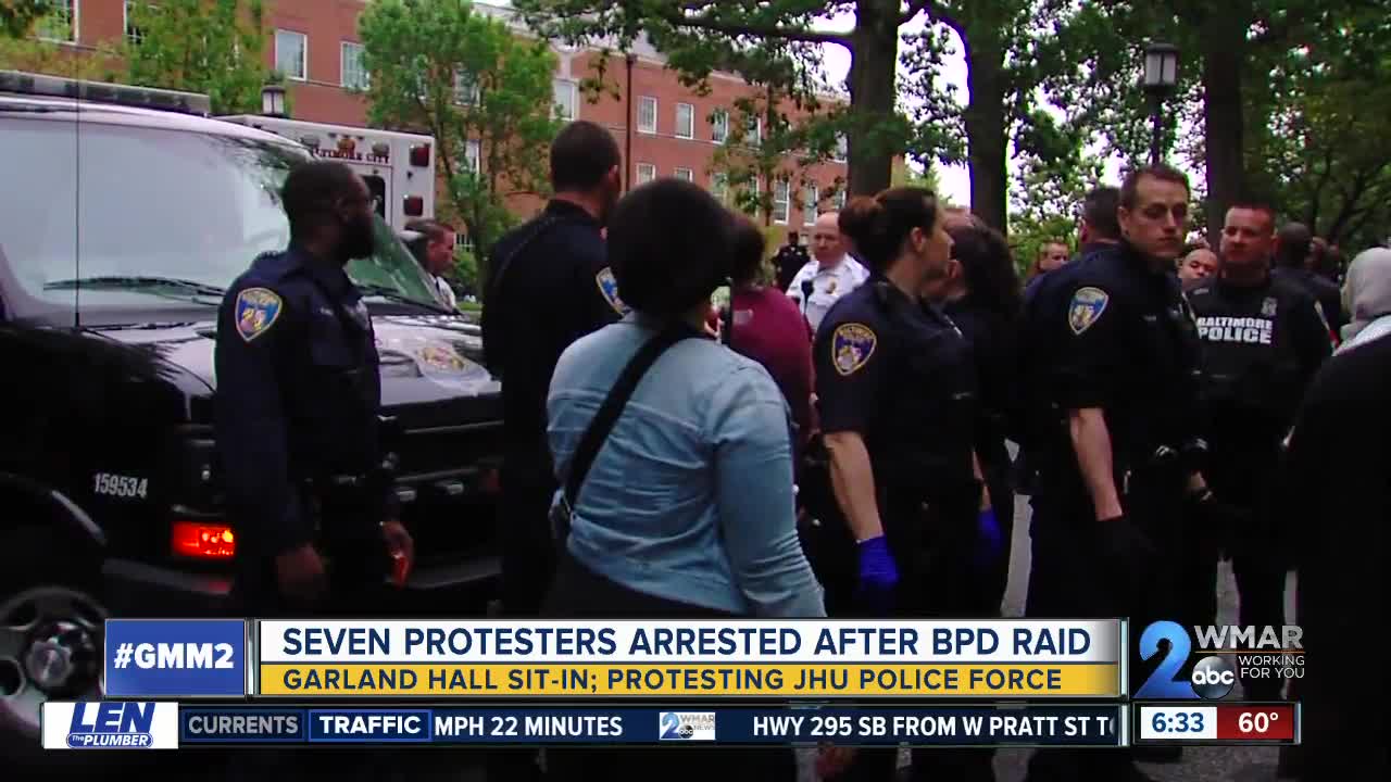 Police make arrests at Hopkins sit-in protest