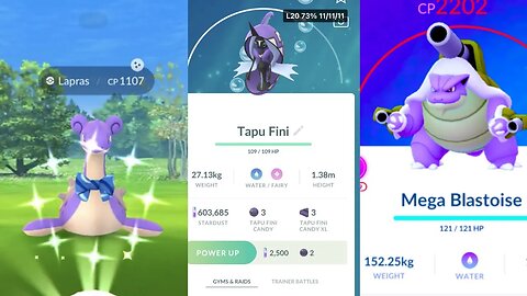 Pokemon Go New Scarf Lapras, Tapu Fini amd Mega Blastoise Raids