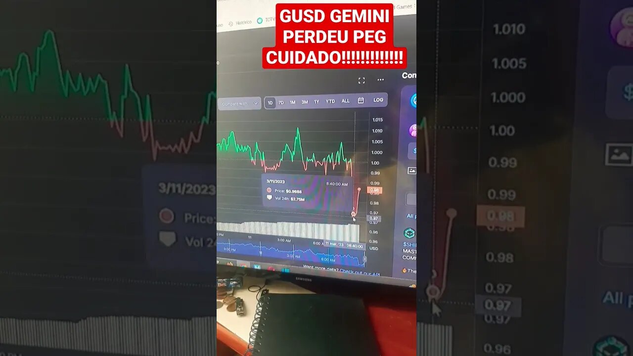 DOLLAR GEMINI PERDE PEG E AUMENTA A CRISE NAS CRIPTOS.