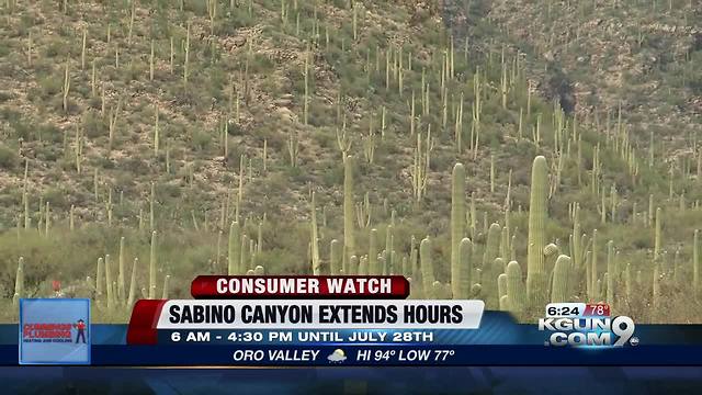 Sabino Canyon Visitor Center extends hours