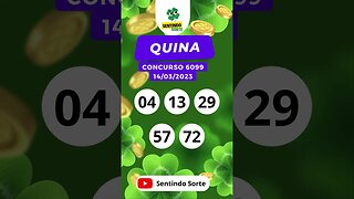 🍀 Resultado QUINA 6099 | Sentindo Sorte #shorts