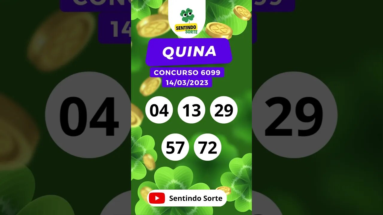 🍀 Resultado QUINA 6099 | Sentindo Sorte #shorts