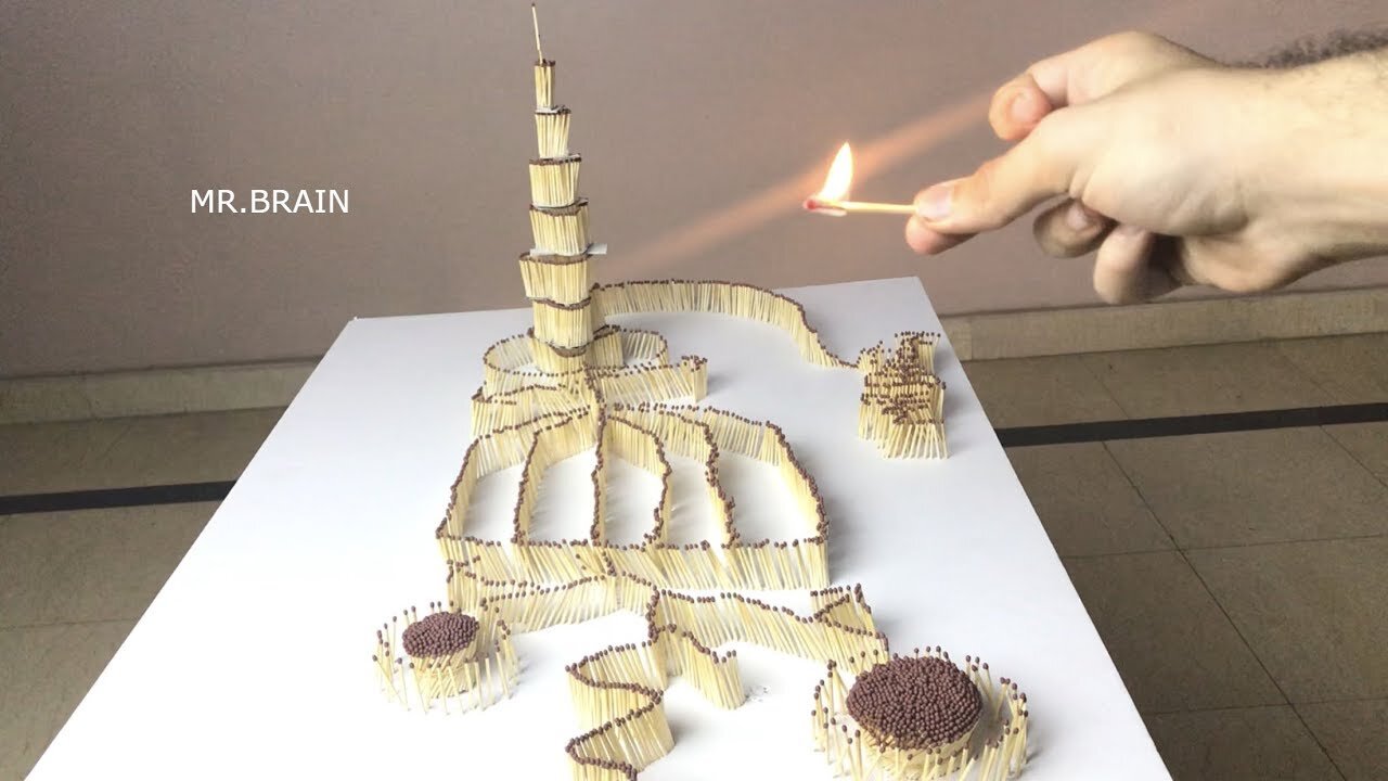 Match Chain Reaction DUBAI TALLEST Building Edition Amazing Fire Domino !! (