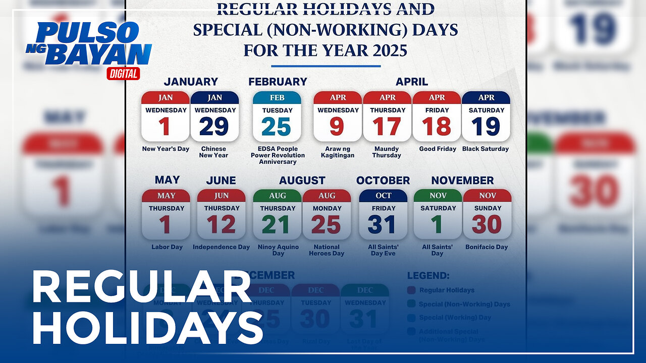 Malacañang, inilabas na ang regular holidays at special non-working days para sa 2025