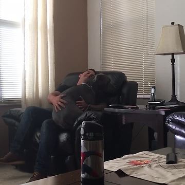 Loving Dog Hilariously Won't Leave Owner's Side