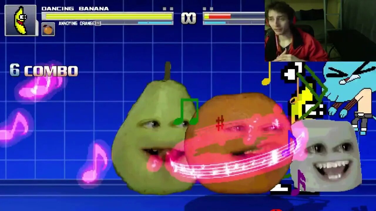 Fruit Characters (Annoying Orange And Dancing Banana) VS Gumball The Cat In An Epic Battle In MUGEN