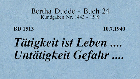 BD 1513 - TÄTIGKEIT IST LEBEN .... UNTÄTIGKEIT GEFAHR ....