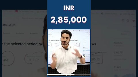 Youtube से कमाये 2,85,000 रुपये How i earned 2,85,000 INR from youtube video #shorts