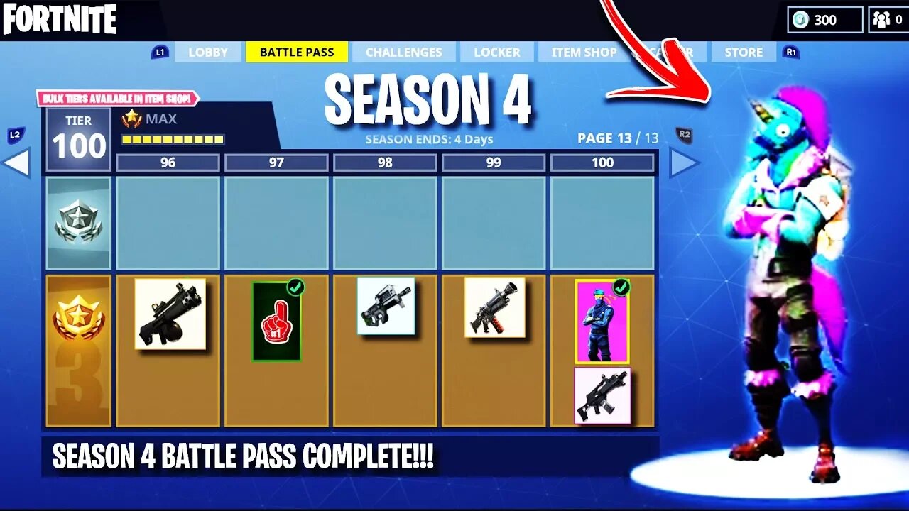 *NEW* FORTNITE SEASON 4 INFO! SEASON 4 BATTLE PASS SKINS, SEASON 4 TIER 100 SKIN, NEW GUN & WEAPONS!