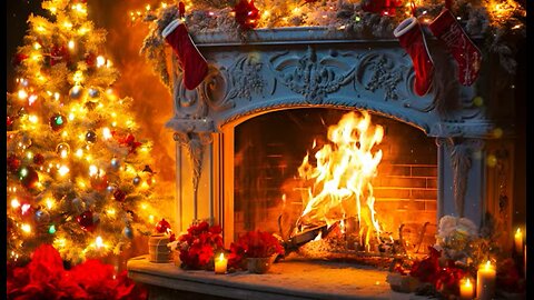 Christmas Fireplace Music 🔥 Relaxing Christmas Music Ambience 🎅🎄 Crackling Christmas Fireplace