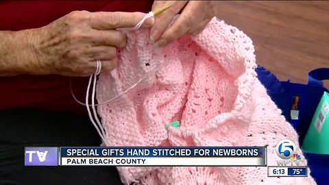 South Florida women knit hats for newborn babies, cancer patients