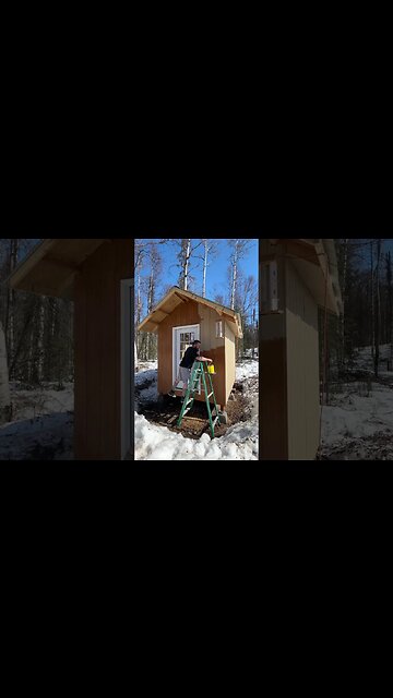 Staining the new chicken coop!🐓Alaska SPRING projects! #Shorts #HomeFreeAlaska #OffGrid #Alaska
