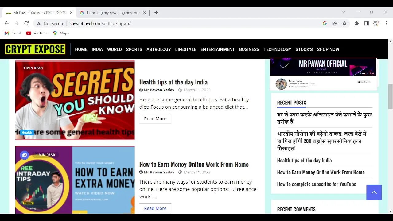 launching my new blog post on website