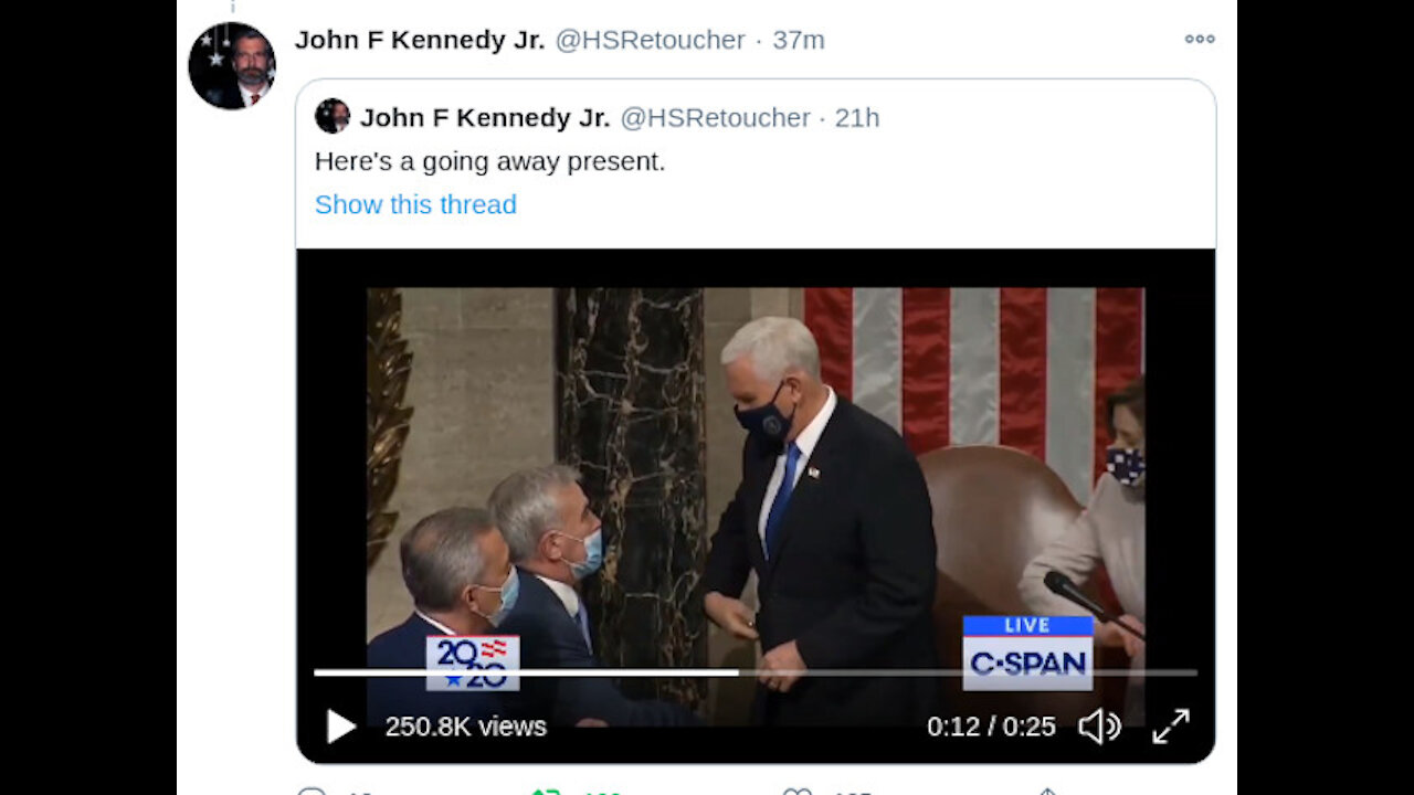 What was it that Mike Pence got with Nancy Pelosi elbowed him aside?