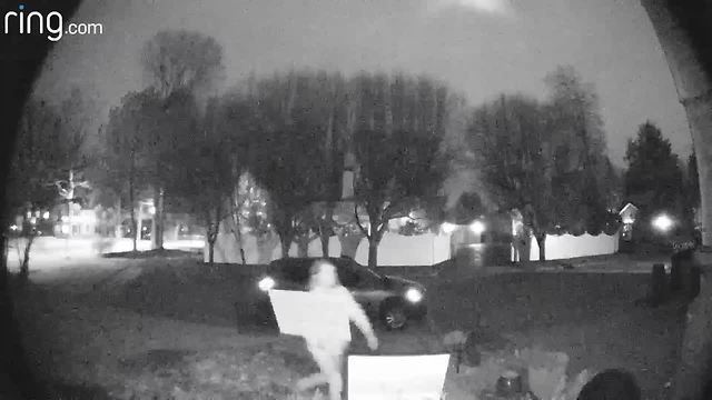 Doorbell camera catches person stealing signs from yard