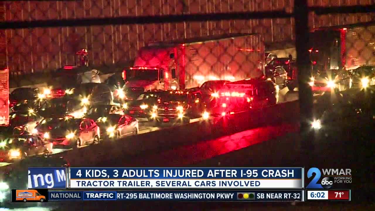 4 children, 3 adults in serious condition after multi-vehicle crash on I-95