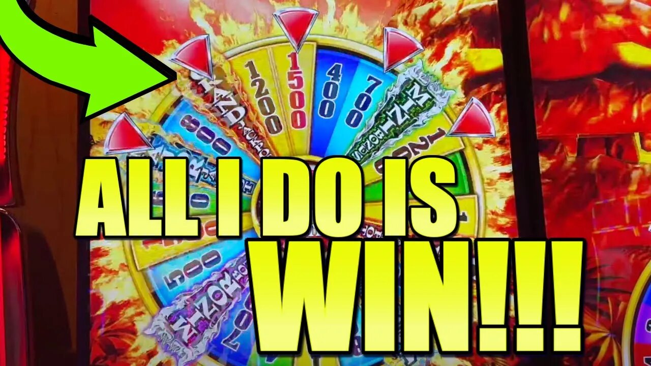 I LANDED A 5 POINTER ON THE PROGRESSIVE WHEEL FOR 2 JACKPOT HANDPAYS ON MAD MOUNTAIN!!!