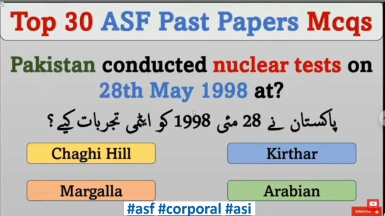 Top 30 Important ASF Past Papers Mcqs for Corporal to Inspector Written Test | #ppscexammcq