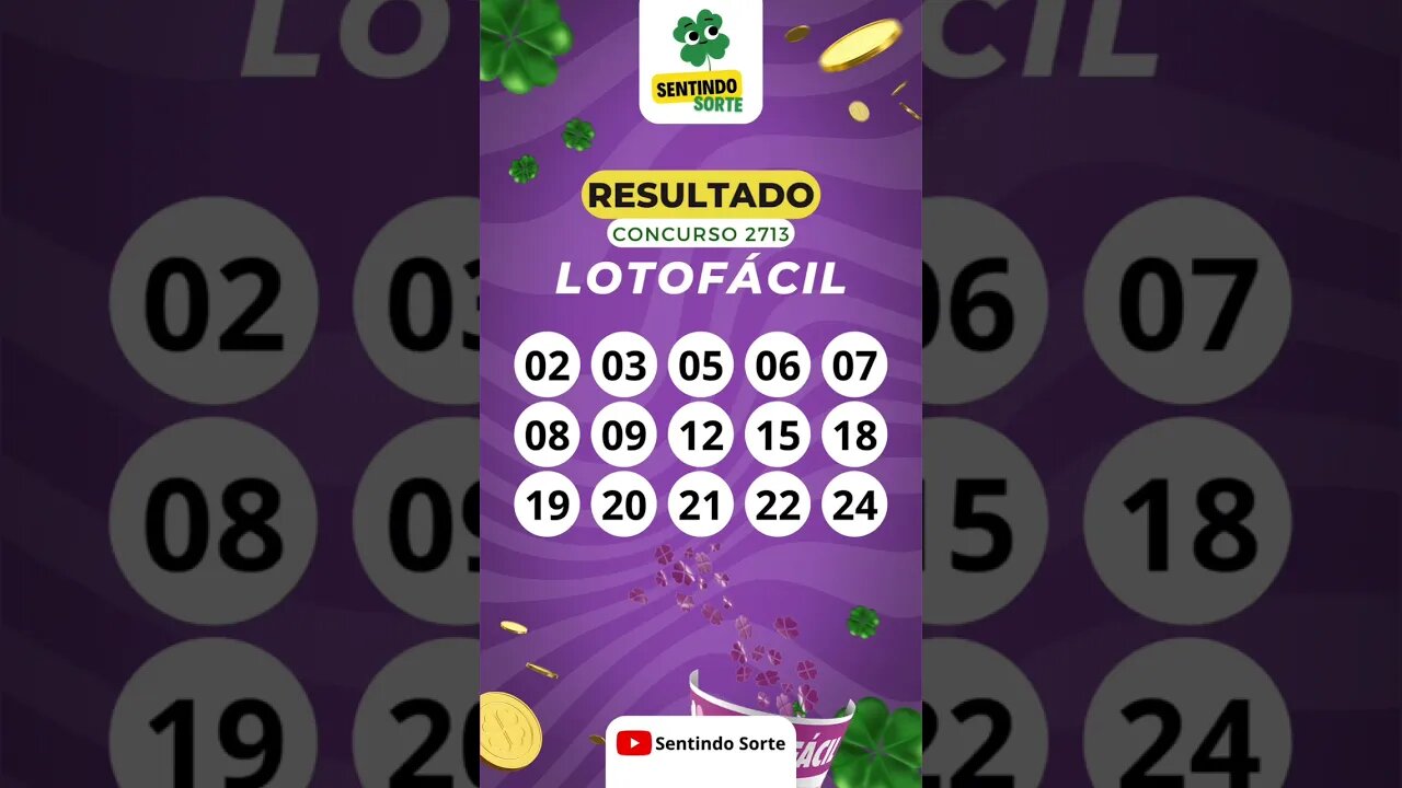 🍀 Resultado LOTOFACIL 2713 | Sentindo Sorte #shorts