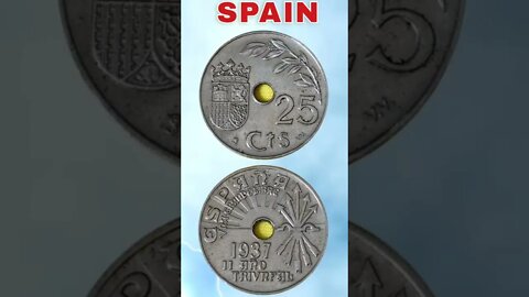 Spain 25 Centimos 1937.#shorts #coinnotesz