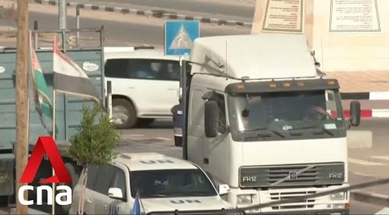 Israel-Hamas war: Third aid convoy enters Gaza via Egypt border crossing