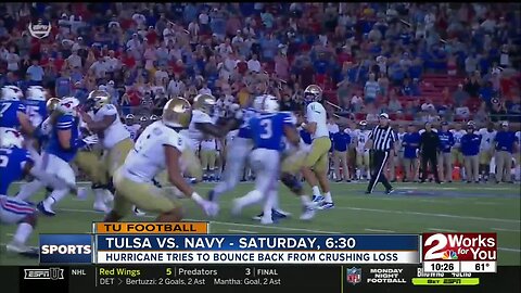 Tulsa tries to bounce back from heartbreaking loss to SMU, as Golden Hurricane hosts Navy Saturday