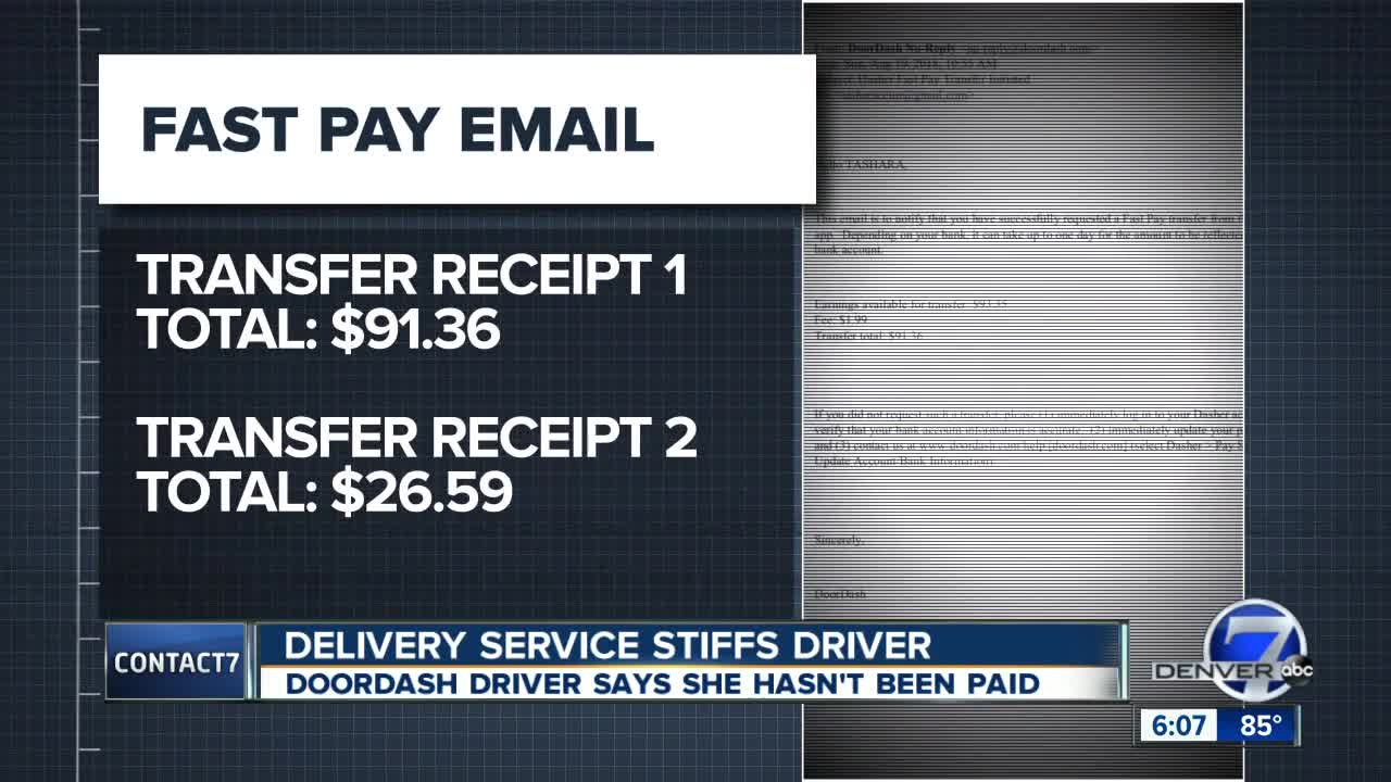 Colorado driver says DoorDash hasn't paid her yet