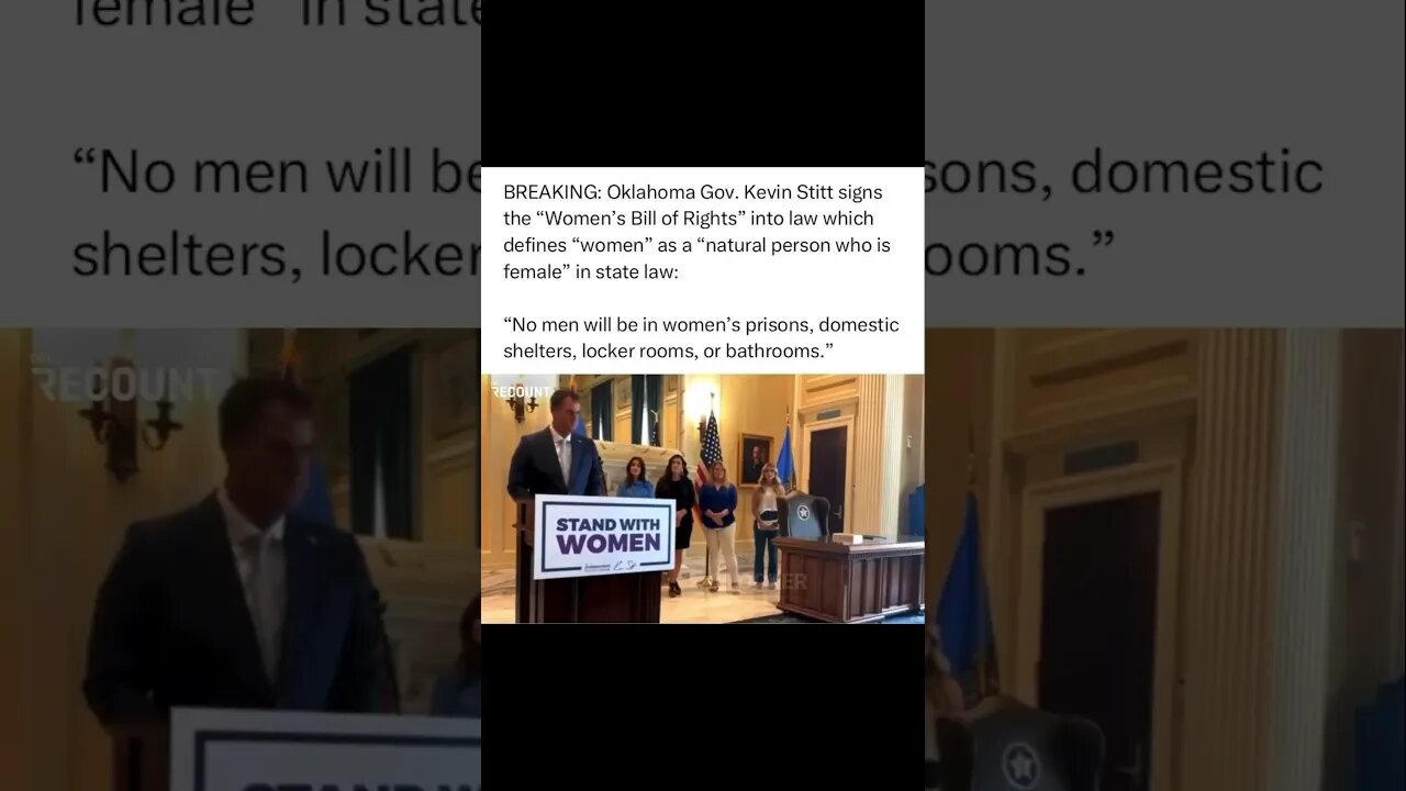 Women’s bill of rights protection just signed in Oklahoma by executive order!