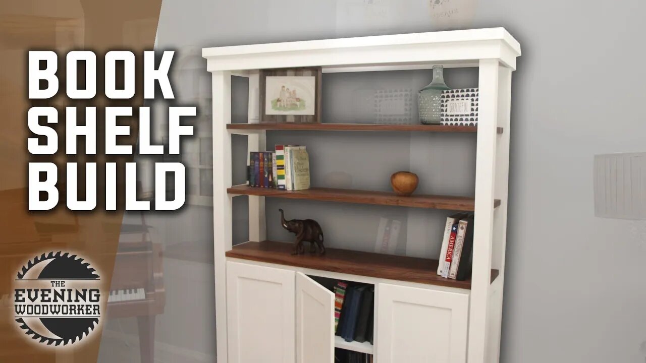 Custom Bookshelf Build with White & Walnut | Evening Woodworker