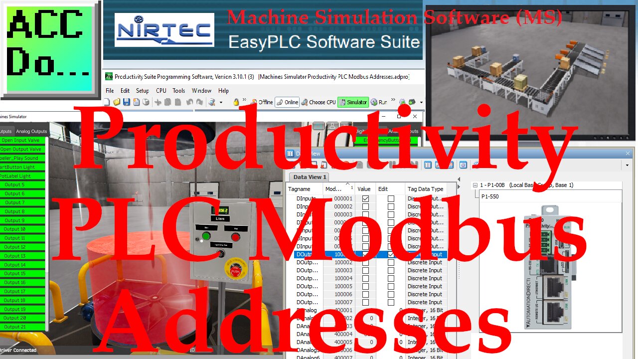 Machine Simulator MS Productivity PLC Modbus Addresses