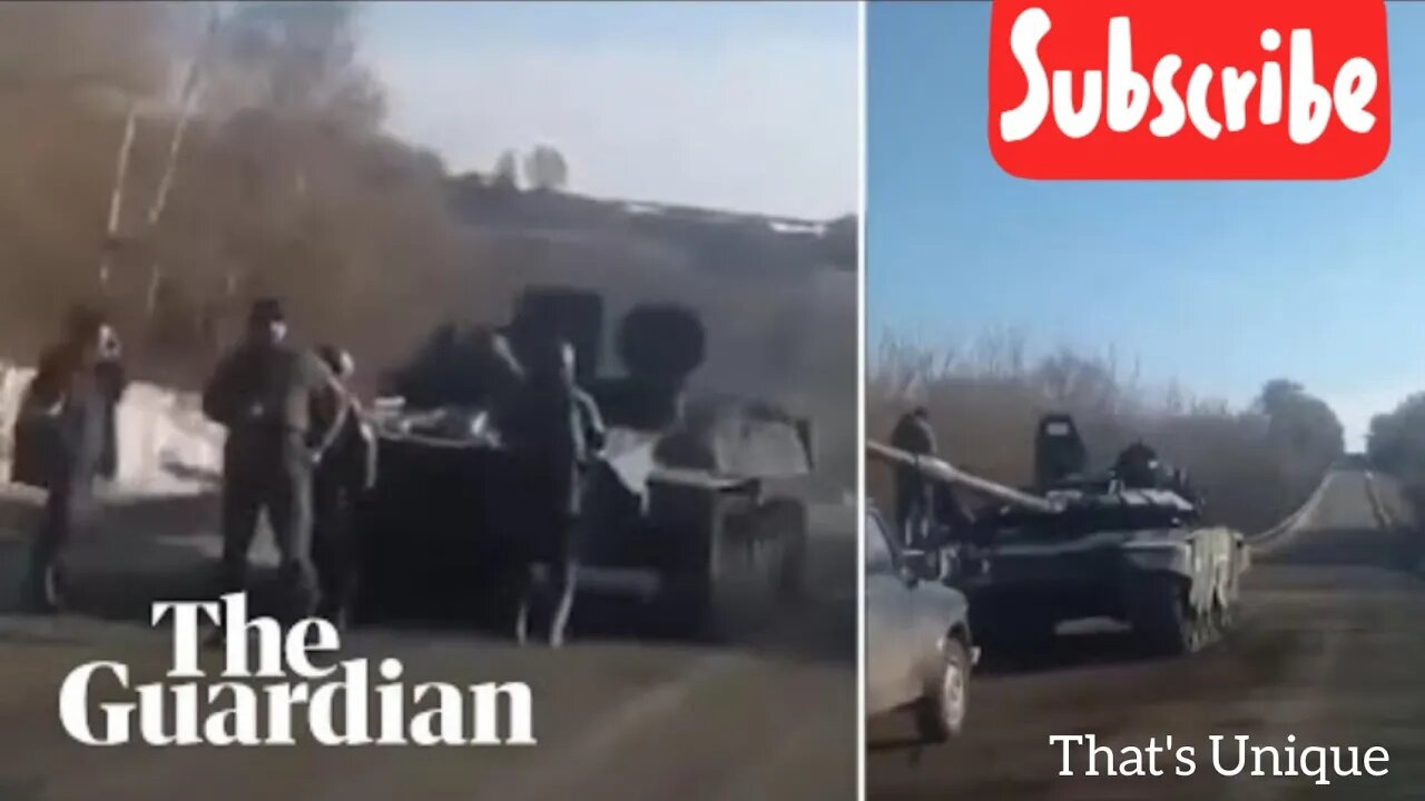 Ukrainian citizen confronts Russian soldiers after tank runs out of fuel