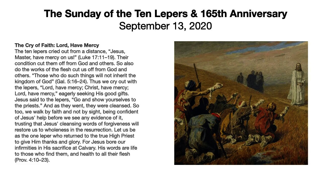 The Sunday of the Ten Lepers - Trinity 14 - September 13, 2020