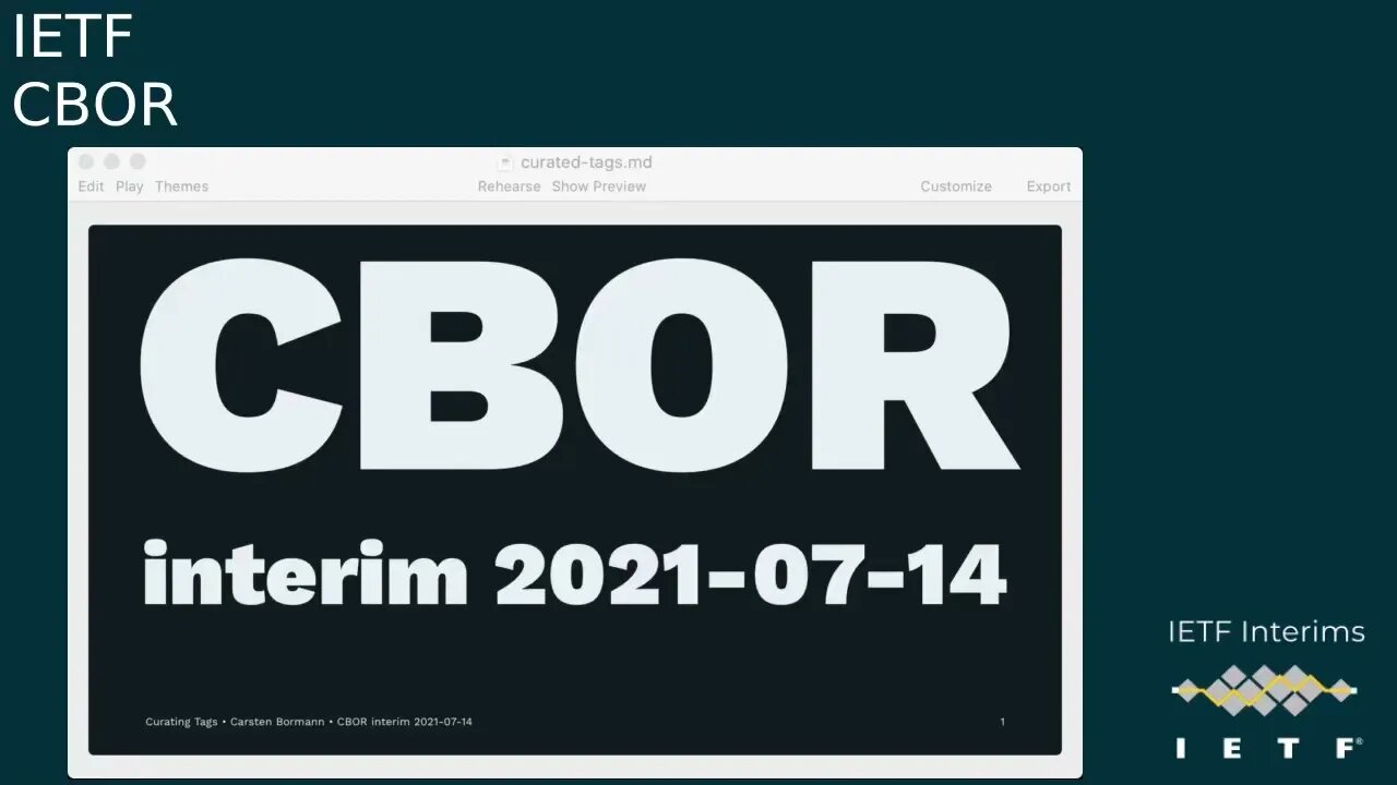 IETF CBOR 20210714 1400