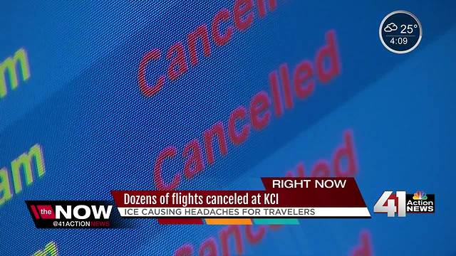 KCI cancels and delays flights due to ice storm