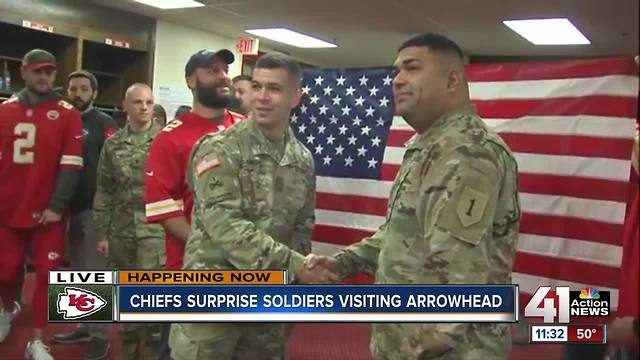 Kansas City Chiefs players surprise men and women in uniform