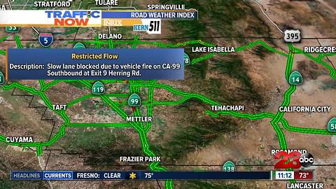 Semi on fire shuts down southbound lanes on 99