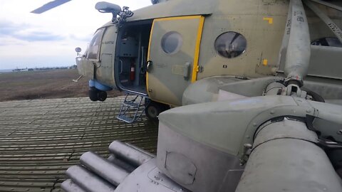 Russian Ka-52 Alligator multifunctional attack and Mi-8AMTSh Terminator transport-combat helicopters