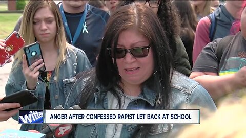 Anger after confessed rapist let back at school