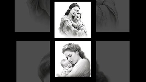 Mother & Child Grayscale Coloring Book