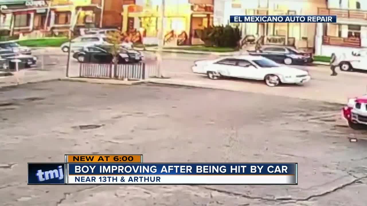 Boy improving after being hit by car