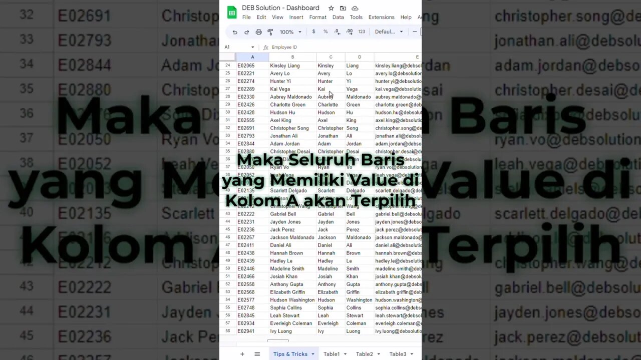 Highlight Range - Google Sheets Tips & Tricks #belajaronline #serunyabelajar #googlesheets