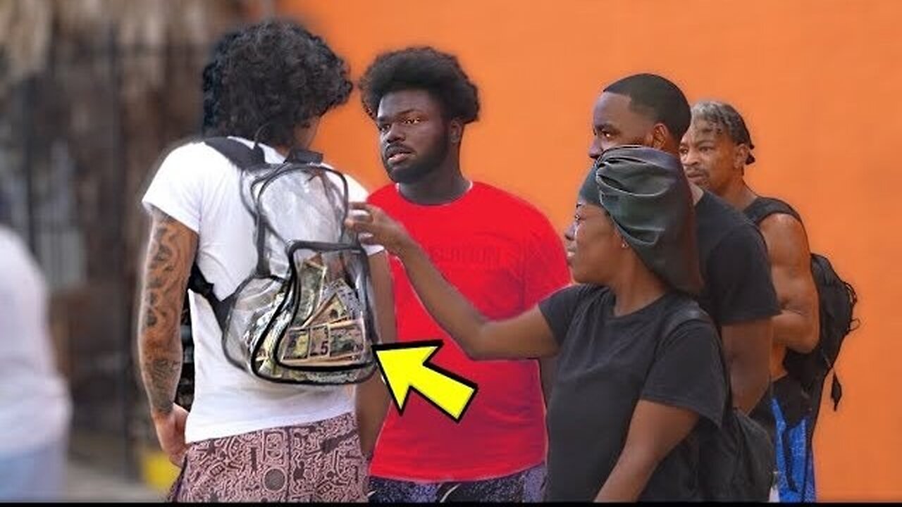 Carrying $10,000 In a Clear Backpack In The Hood Prank!!!