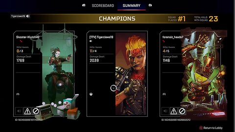 Lockdown on Apex. First Wins. We were on a roll.