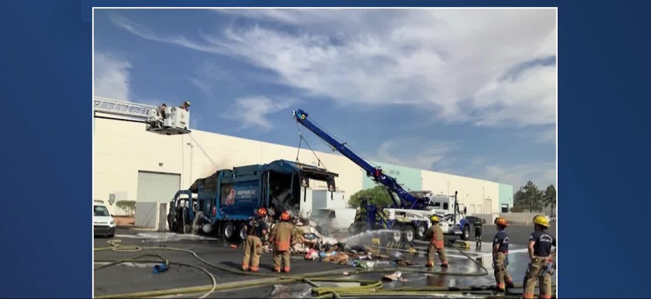 Las Vegas firefighters respond to garbage truck fire