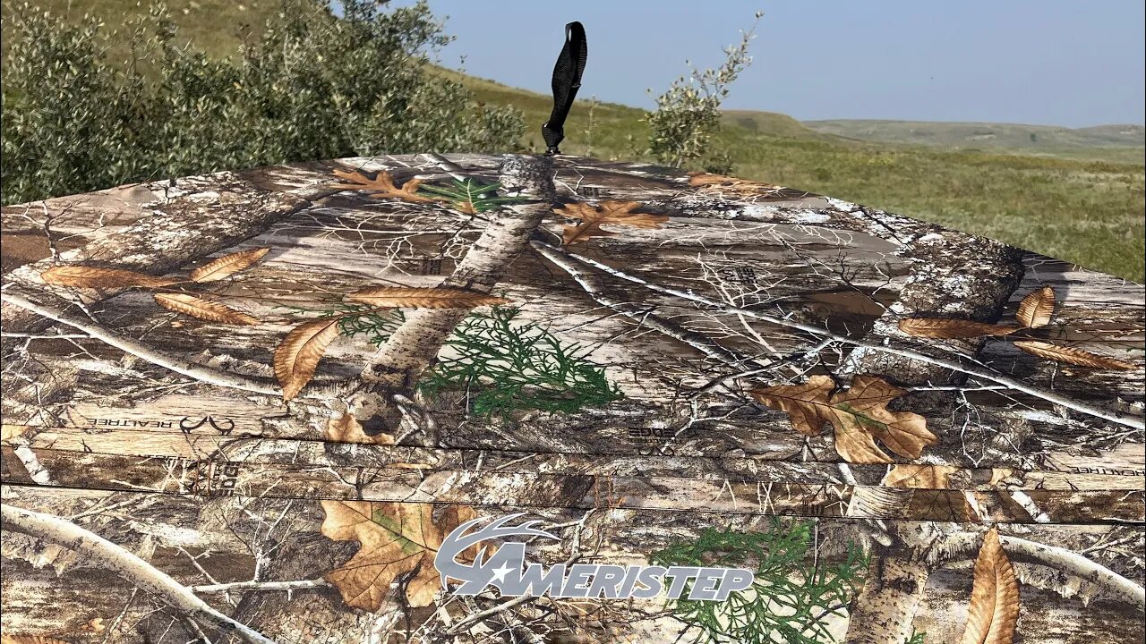 Setting up a new ground blind at the ranch for rifle season.