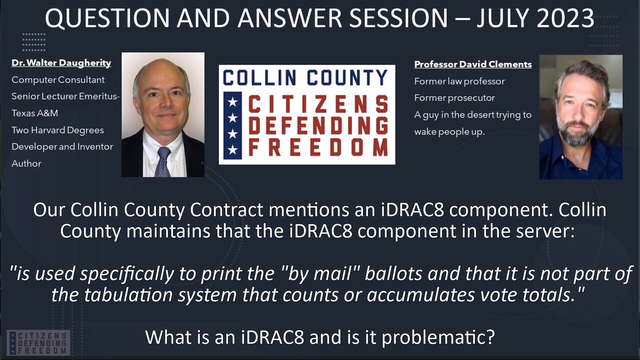 Is an iDrac8 on our Collin County ES&S contract a problem?