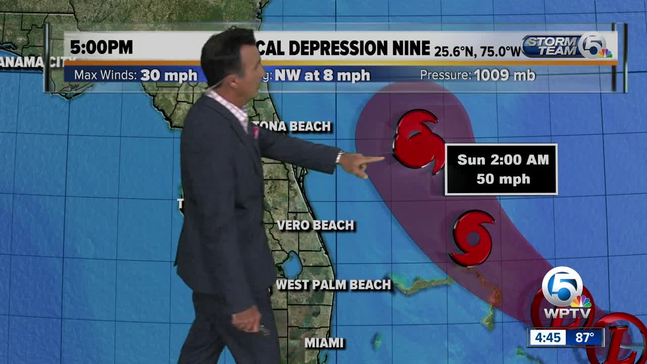 5 p.m. advisory for Tropical Depression 9