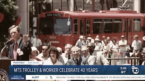 MTS Trolley and employee celebrate 40 years of service