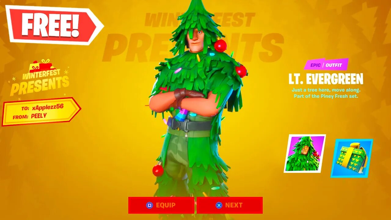 How To Get The *NEW* "LT EVERGREEN" Skin & "RE-GIFTER" Back Bling In Fortnite! (Winterfest Rewards)