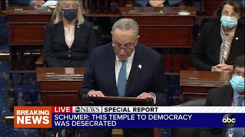 Sen. Chuck Schumer delivers remarks after pro-Trump riot at Capitol